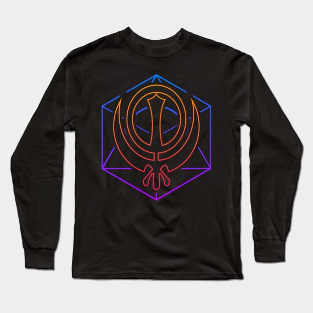 Retro 80s Sikh Khanda Long Sleeve T-Shirt by MeatMan